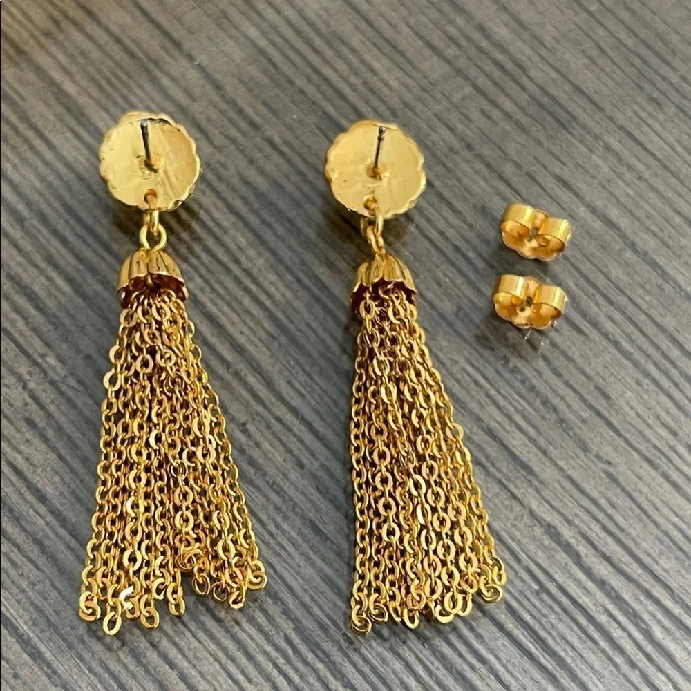 Vintage Gold-tone Tassel Earrings - Chain Tassel Earrings